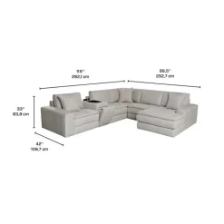Modular Sectional with Right-Side Chaise and Console with Integrated Sound System - 6 pcs