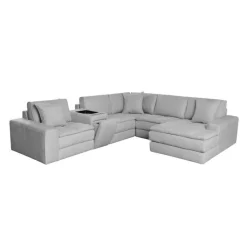Modular Sectional with Right-Side Chaise and Console with Integrated Sound System - 6 pcs