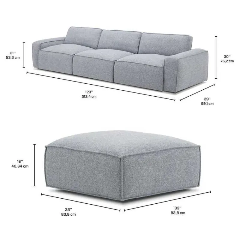 Modular Sofa with Ottoman - 4 pcs