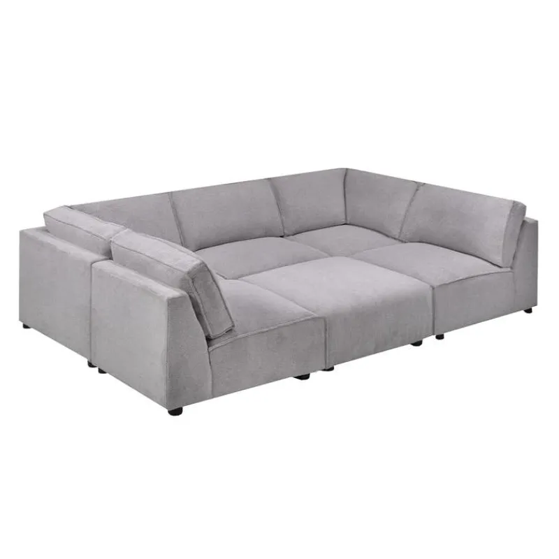 Sofa By Fancy Modular U-Shaped Sectional with Ottoman - 6 pcs