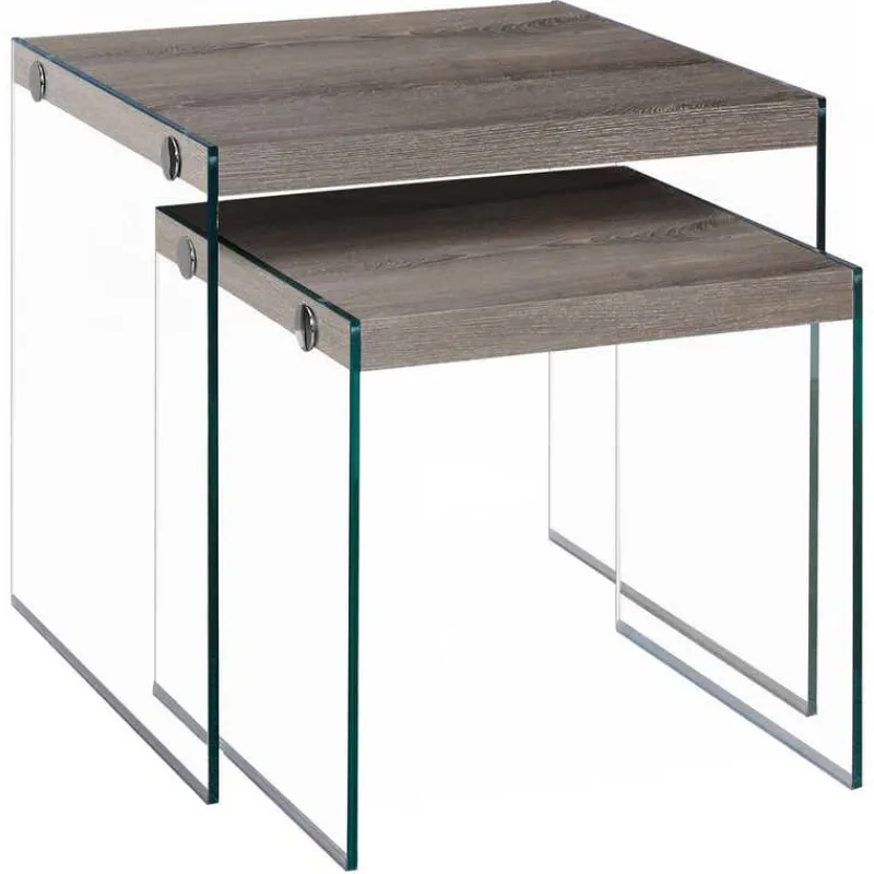 Monarch Nesting table - 2pcs set / / tempered glass -