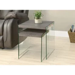 Monarch Nesting table - 2pcs set / / tempered glass -