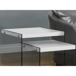 Monarch Nesting table - 2pcs set / glossy / tempered glass -