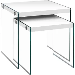 Monarch Nesting table - 2pcs set / glossy / tempered glass -
