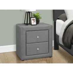 Monarch Nightstand - upholstered / 2 storage drawers - 21"h - linen-look -