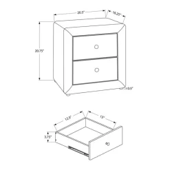 Monarch Nightstand - upholstered / 2 storage drawers - 21