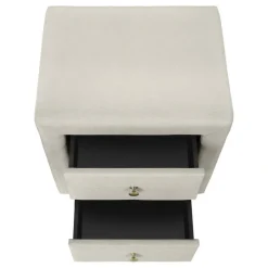 Monarch Nightstand - upholstered / 2 storage drawers - 21"h - linen-look -