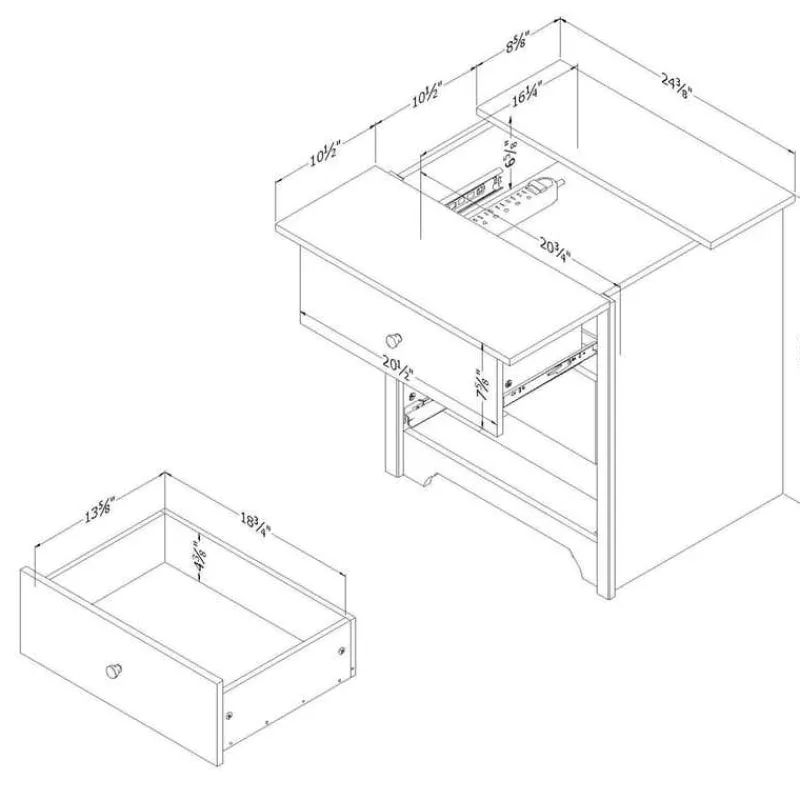 Meubles South Shore Nightstand Charging Station - South Shore