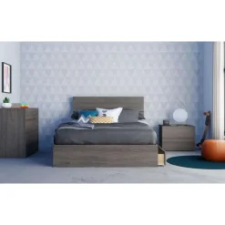 Nexera Nightstand, 2-Drawer, Bark -