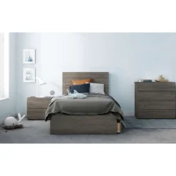 Nexera Nightstand, 2-Drawer, Bark -