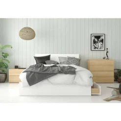 Nexera Nightstand, 2-Drawer, Natural Maple -