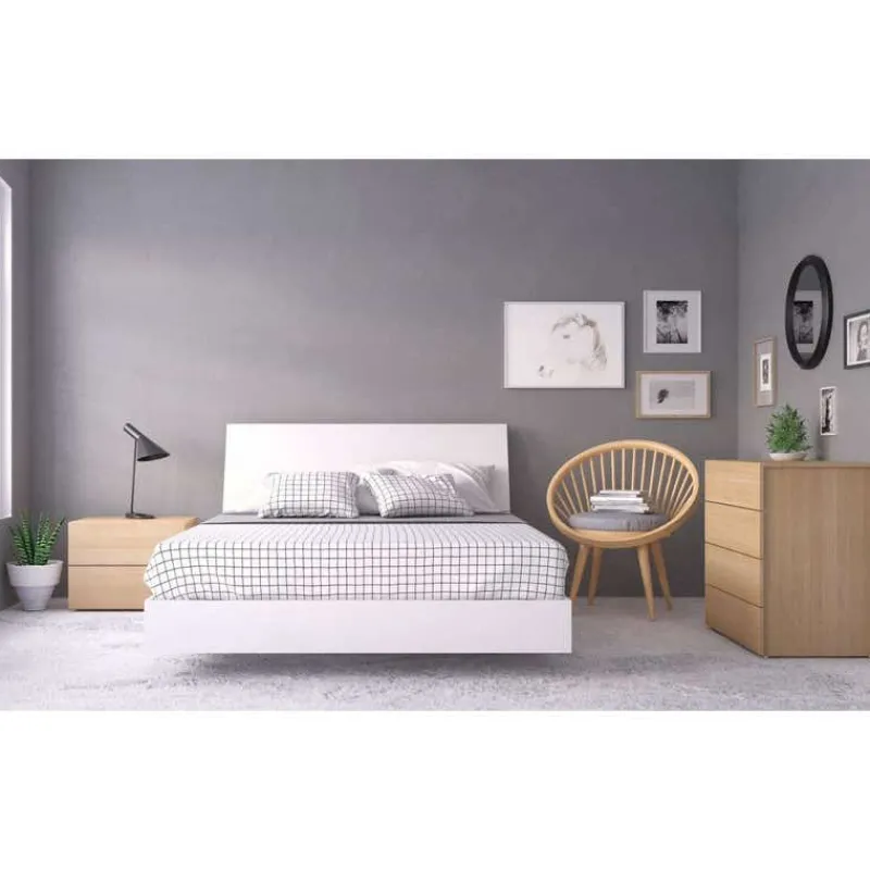 Nexera Nightstand, 2-Drawer, Natural Maple -