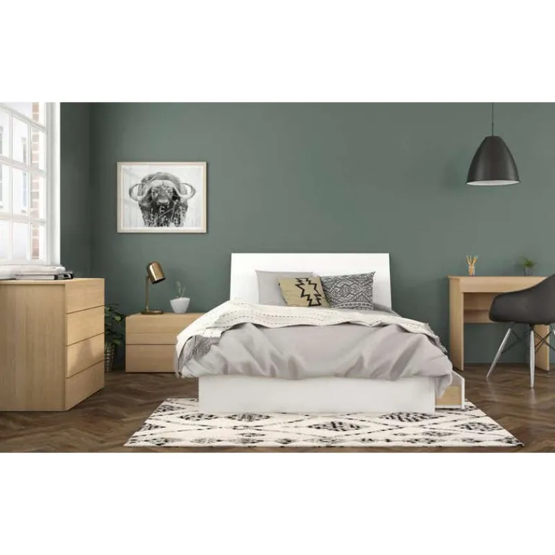 Nexera Nightstand, 2-Drawer, Natural Maple -