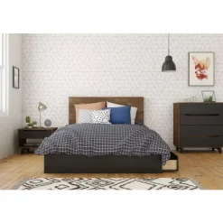 Nexera Nightstand, 1-Drawer, Truffle & Black -