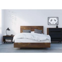 Nexera Nightstand, 1-Drawer, Truffle & Black -