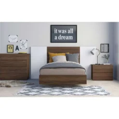 Nexera Nightstand, 2-Drawer, Walnut -