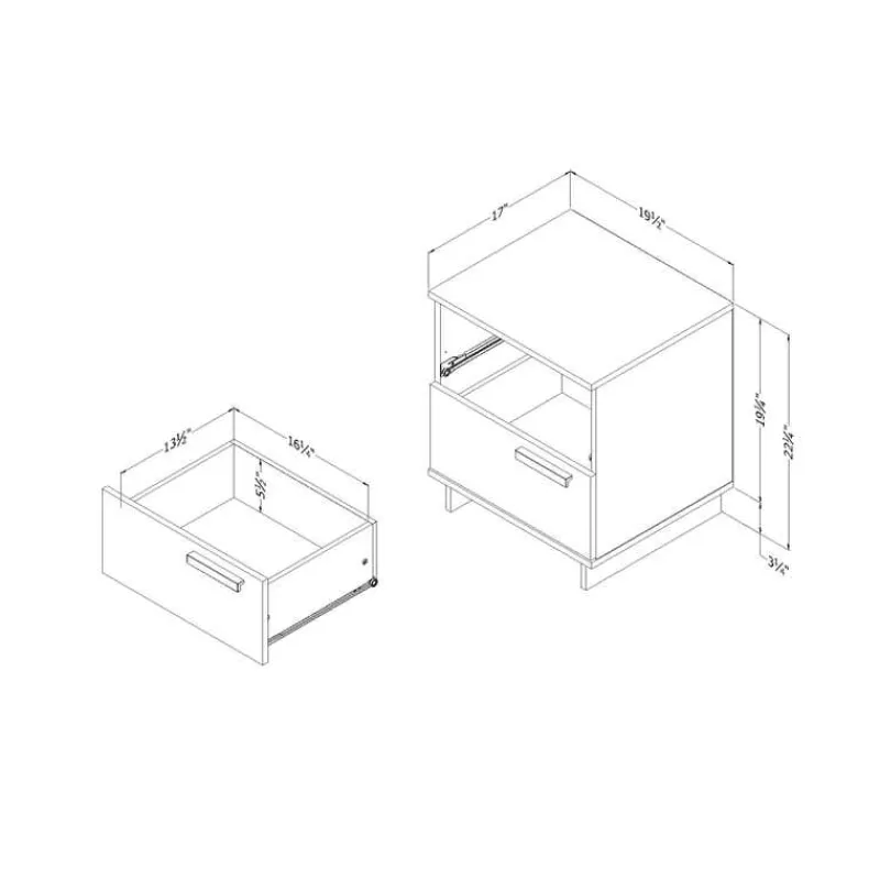 Meubles South Shore Nightstand With 2 Drawers - South Shore