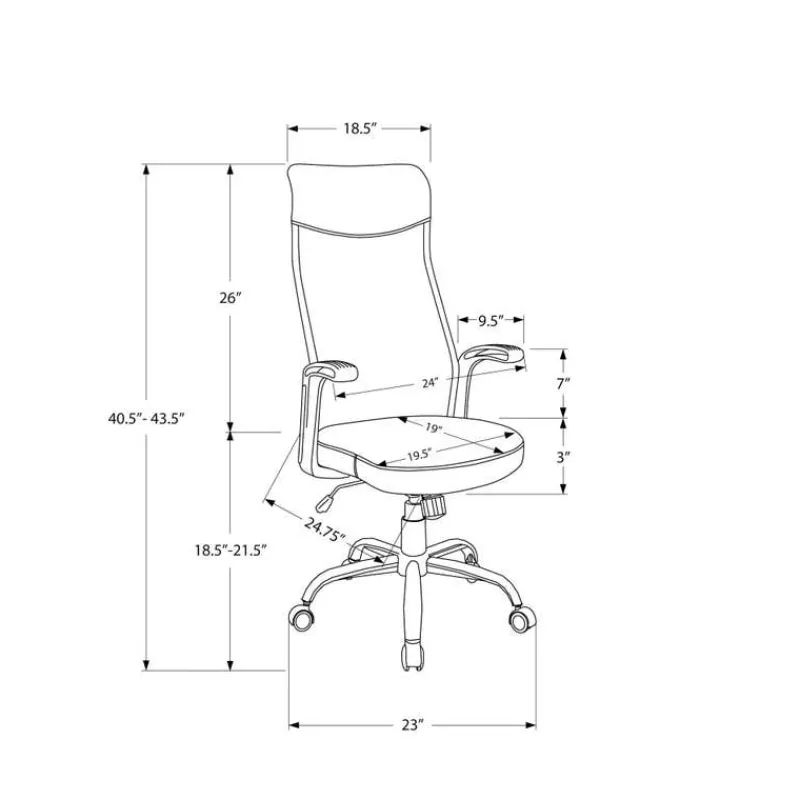 Monarch Office chair - executive / fixed armrests - adjustable height - grey fabric / -