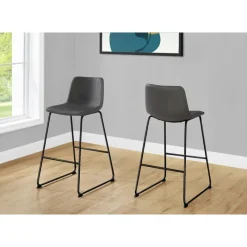 Monarch Office chair   standing desk / metal frame - curved backrest / grey leather-l -