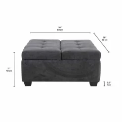 Sofa By Fancy Ottoman with Storage - Charcoal Grey