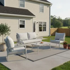 Outdoor Aluminum Conversation Set with Coffee Table - 4 pcs