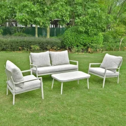 Outdoor Aluminum Conversation Set with Coffee Table - 4 pcs