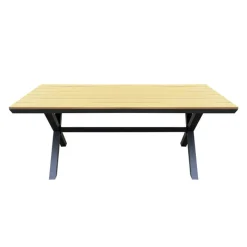 Outdoor Polywood and Aluminum Dining Table with Trestle Base