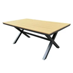 Outdoor Polywood and Aluminum Dining Table with Trestle Base