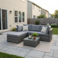 Outdoor Rattan Sectional with Coffee Table - 2 pcs