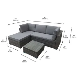 Outdoor Rattan Sectional with Coffee Table - 2 pcs