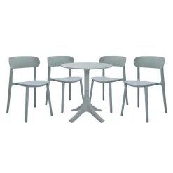 Outdoor Resin Dining Set with 1 Round Table and 4 Stackable Chairs -