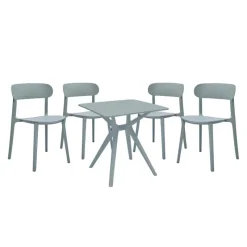 Outdoor Resin Dining Set with 1 Square Table and 4 Stackable Chairs -