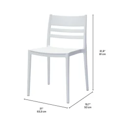 Outdoor Resin Stackable Chairs with Square Seat and Back (Set of 4) - White