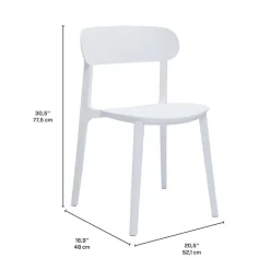 Outdoor Resin Stackable Chairs with Round Seat and Back (Set of 4) - White