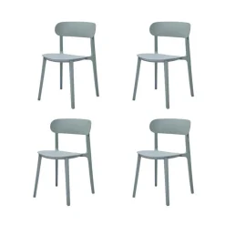 Outdoor Resin Stackable Chairs with Round Seat and Back (Set of 4) - Grey
