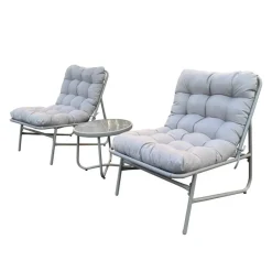 Outdoor Steel Conversation Set with Coffee Table - 3 pcs,