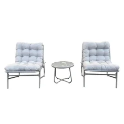 Outdoor Steel Conversation Set with Coffee Table - 3 pcs,