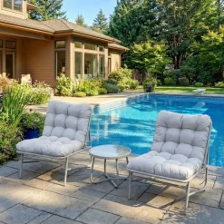 Outdoor Steel Conversation Set with Coffee Table - 3 pcs,