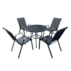 Outdoor Steel Round Dining Table with 4 Chairs