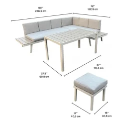 Outdoor Steel Sectional with Dining Table and 2 Stools