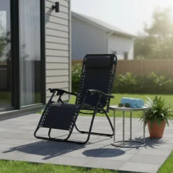 Outdoor Textilene Zero Gravity Folding Chair – Black