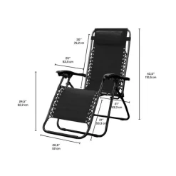 Outdoor Textilene Zero Gravity Folding Chair – Black
