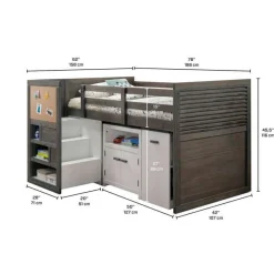 5-Piece Twin Loft Bed with Storage and Desk (39