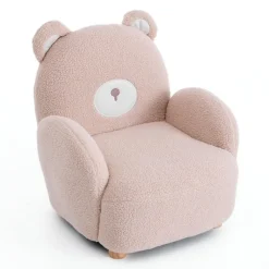 Pink Bear-Shaped Kids Armchair – 22.4" x 22.6" x 22.4"