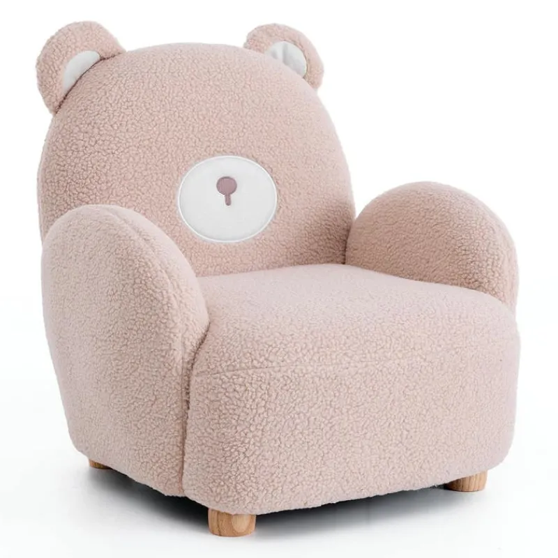 Pink Bear-Shaped Kids Armchair – 22.4" x 22.6" x 22.4"