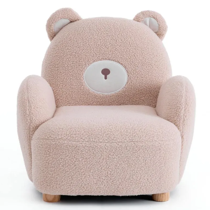 Pink Bear-Shaped Kids Armchair – 22.4" x 22.6" x 22.4"