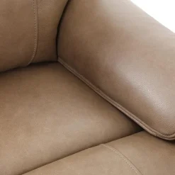 Power Leather Reclining Loveseat with Adjustable Headrests - Taupe