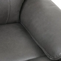 Power Leather Reclining Sofa with Adjustable Headrests - Grey