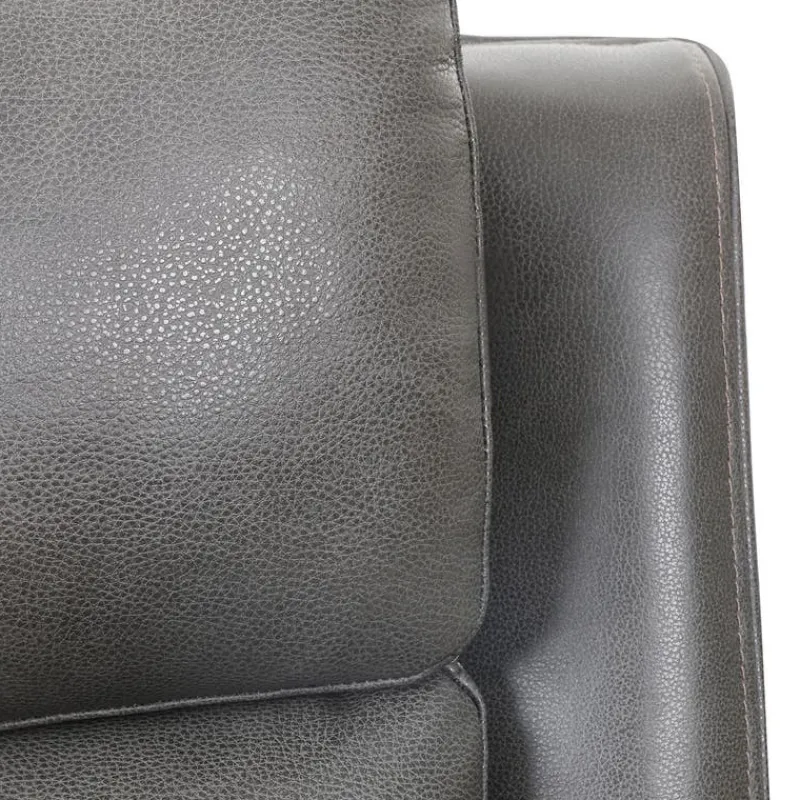 Power Leather Reclining Sofa with Adjustable Headrests - Grey