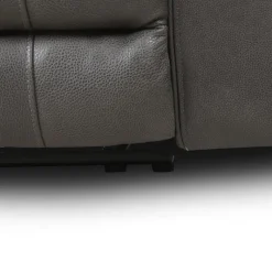 Power Leather Reclining Sofa with Adjustable Headrests - Grey